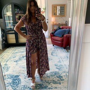 High slit jumpsuit with attached shorts